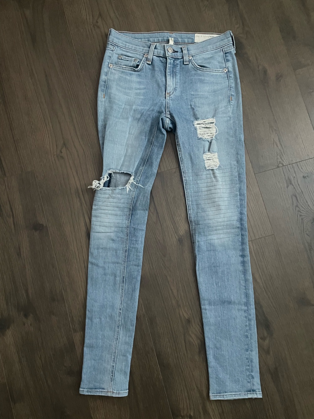 rag & bone Light Blue Distressed Skinny Jeans